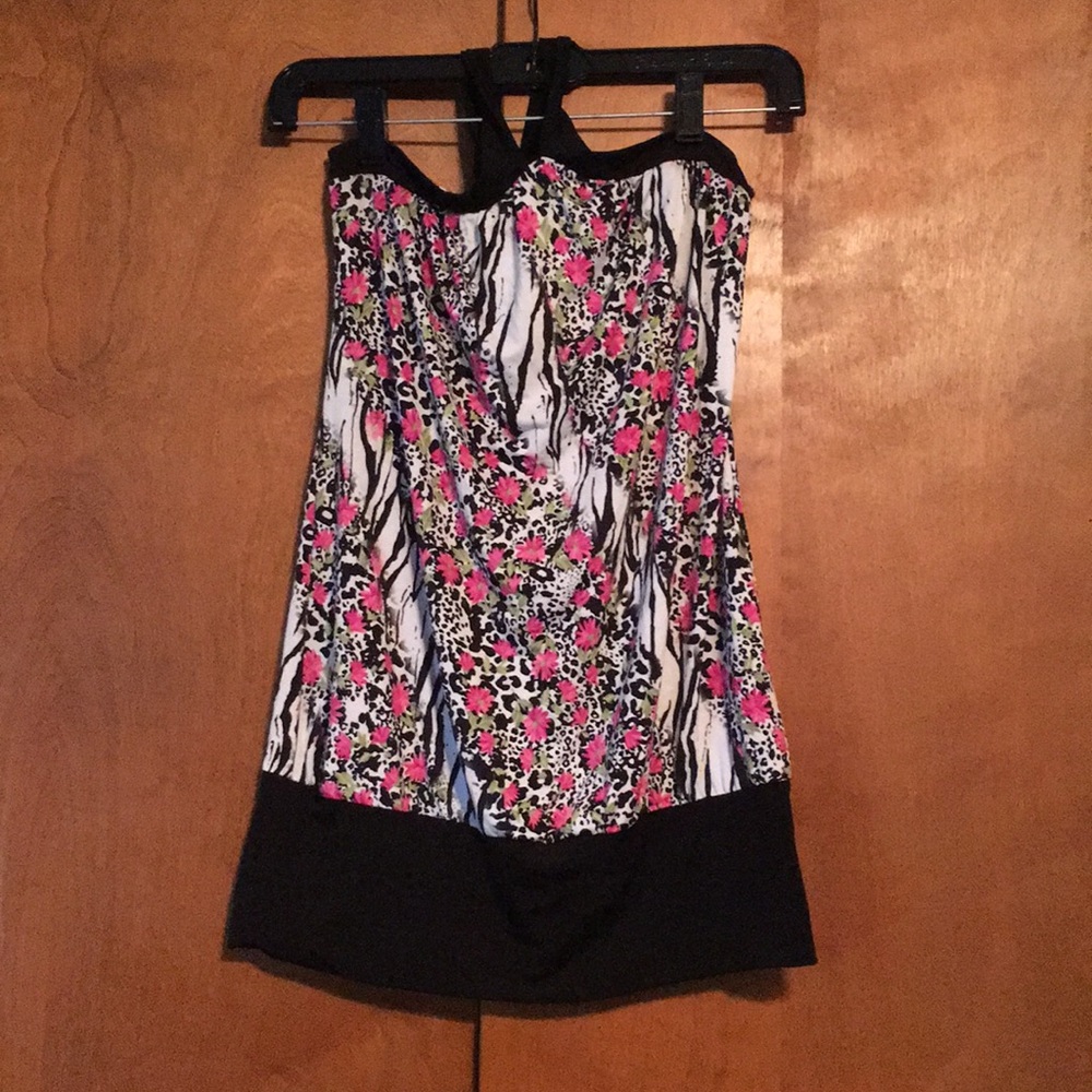 Wet Seal zebra/floral halter top